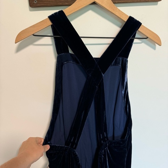 NWT Anthropologie Navy Blue Velvet Halter Maxi Dress Size XL - Picture 9 of 13